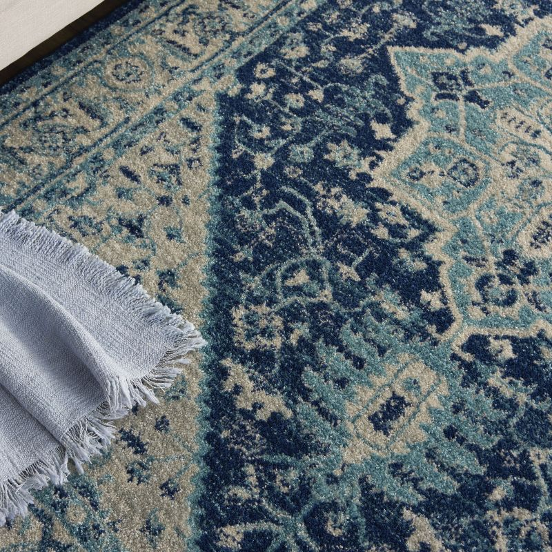 Nourison Tranquil Persian Indoor Rug Ivory Navy 5'3" x 7'3"