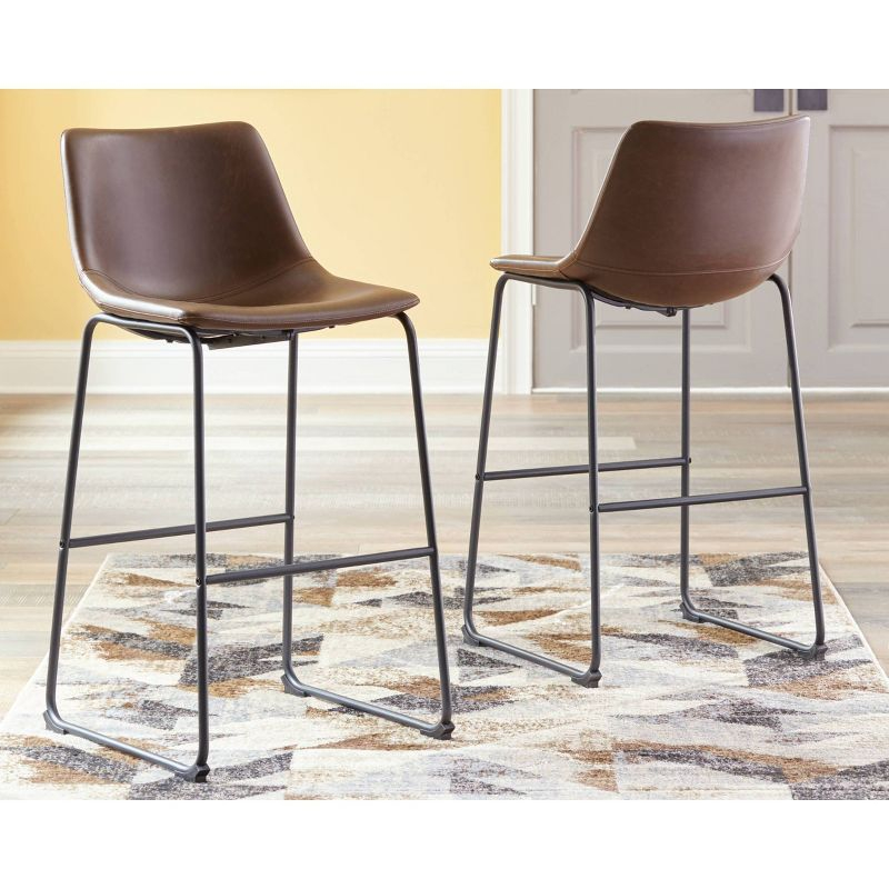 Centiar Pub Height Barstool Brown - Signature Design by Ashley: Faux Leather, Metal Base, Low Back