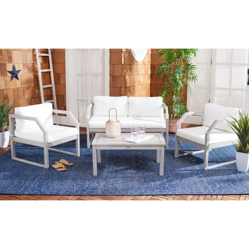 Dren 4 Piece Living Set - Indoor/Outdoor - PAT7067 - Grey/Beige - Safavieh