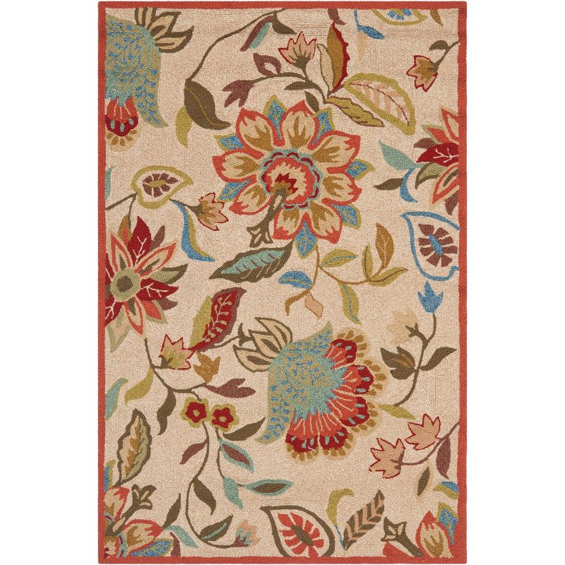 Four Seasons FRS435 Hand Hooked Area Rug - Ivory/Rust - 3'6"x5'6" - Safavieh.