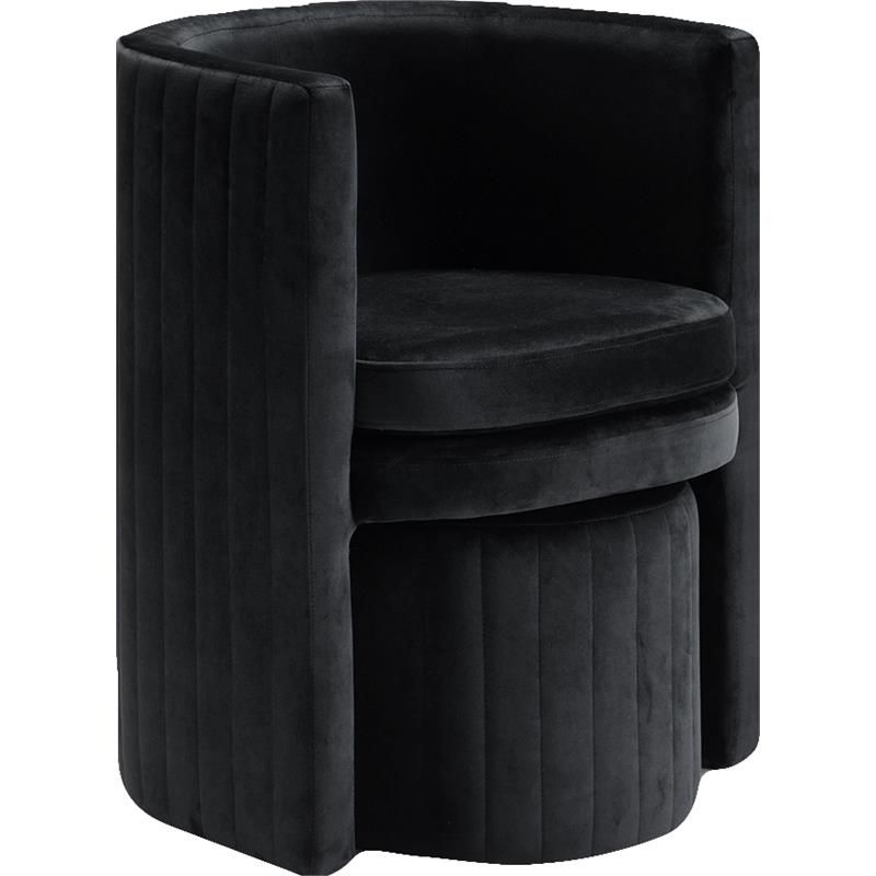 Meridian Furniture Selena Velvet Accent Chair and Ottoman Set in Black