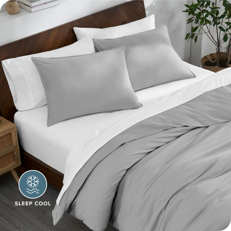 Twin/Twin XL Light Grey Organic Cotton Jersey Duvet Cover Set by Bare Home