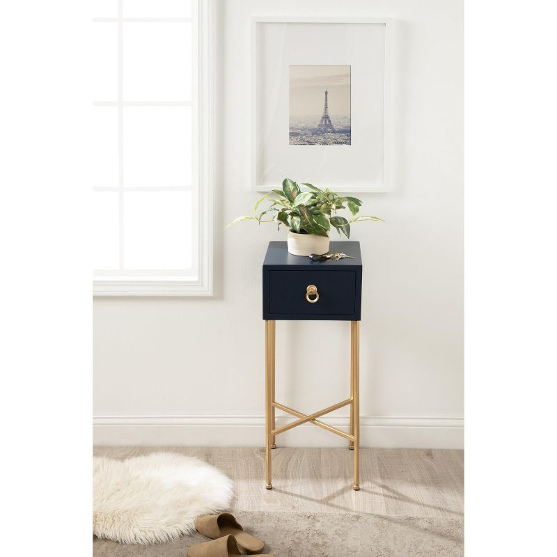 Kate and Laurel Decklyn Square MDF Tea Table, 11.75x11.75x30, Navy Blue