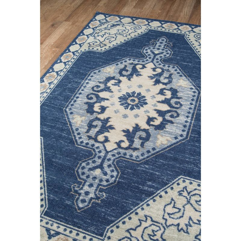 Momeni 6'6"x9' Anatolia Thoma Medallion Machine Loomed Area Rug Navy Blue: Wool & Nylon, Low Pile, Indoor Classic Pattern
