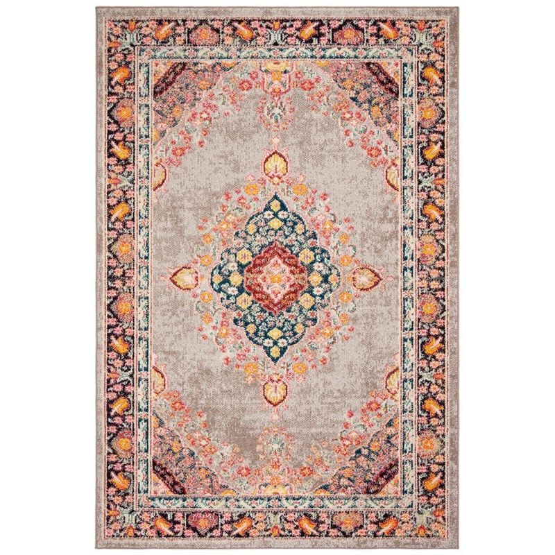 Madison 200 MAD252 Power Loomed Indoor Area Rug - Grey/Fuchsia - 4'x6' - Safavieh
