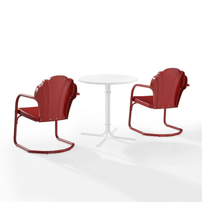 Crosley 3pc Tulip Retro Metal Bistro Set Red