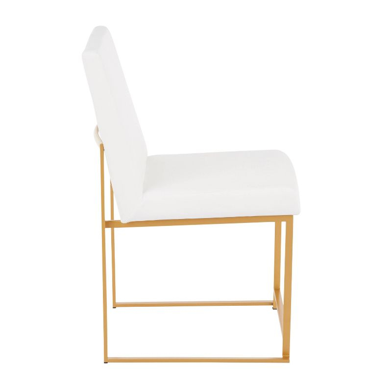 LumiSource Set of 2 High Back Fuji Contemporary Dining Chairs Gold/White Velvet : Chrome-Plated, Metal Legs, Velvet Upholstery