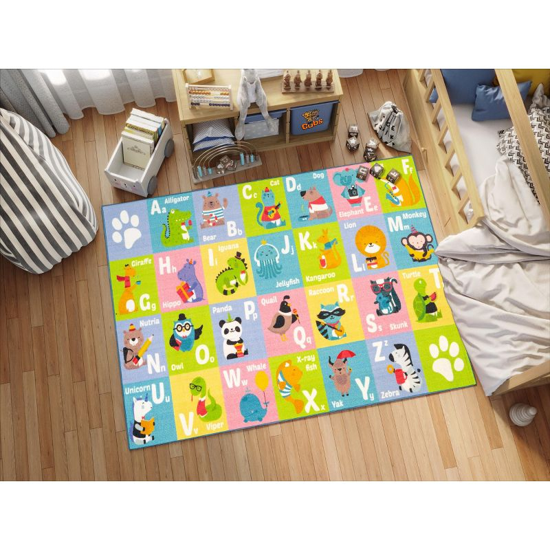 KC CUBS Boy & Girl Kids ABC Alphabet Animal Educational Learning & Fun Game Play Area Non Slip Nursery Bedroom Classroom Rug Carpet, 3' 3" x 4' 11"