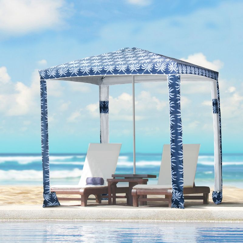 Outsunny Quick Beach Cabana Canopy Umbrella, 6.5' Easy-Assembly Sun-Shade Shelter with Sandbags, Cool UV50+ Fits Kids & Family, Blue