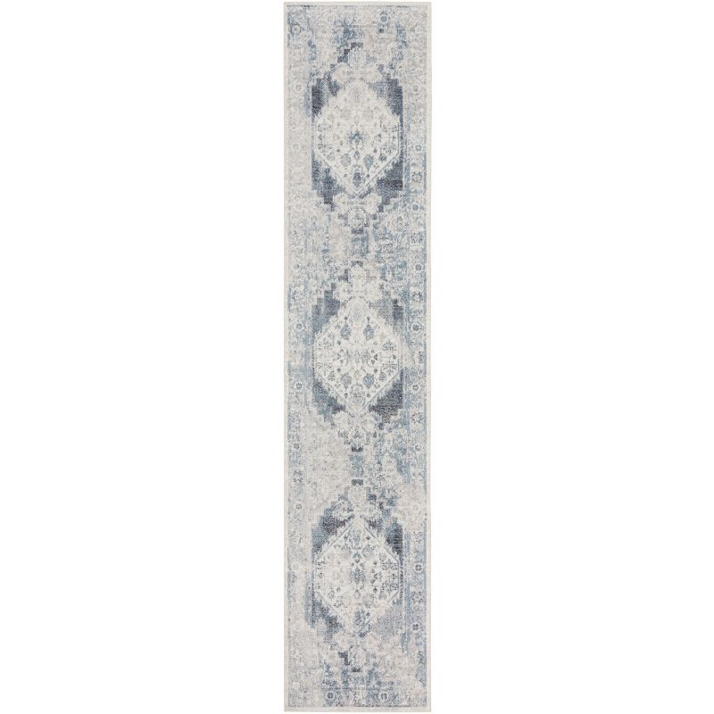 Nourison Washable Astra Vintage Persian Indoor Flatweave Runner Rug Blue Ivory 2' x 6'