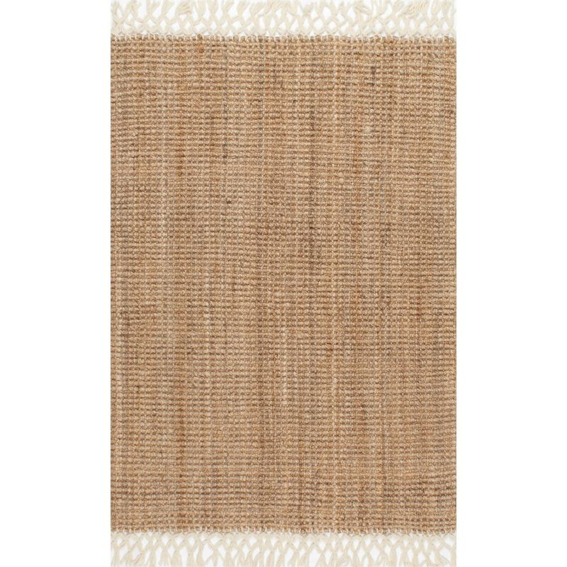 Nuloom Raleigh Solid 12x15 Wool Jute Indoor Area Rug for Dining Room Rug Neutral Rug Living Room Rug Kitchen, Natural