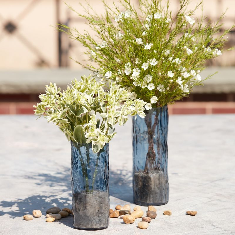 Melrose Blue Wavy Glass Vase (Set of 2)