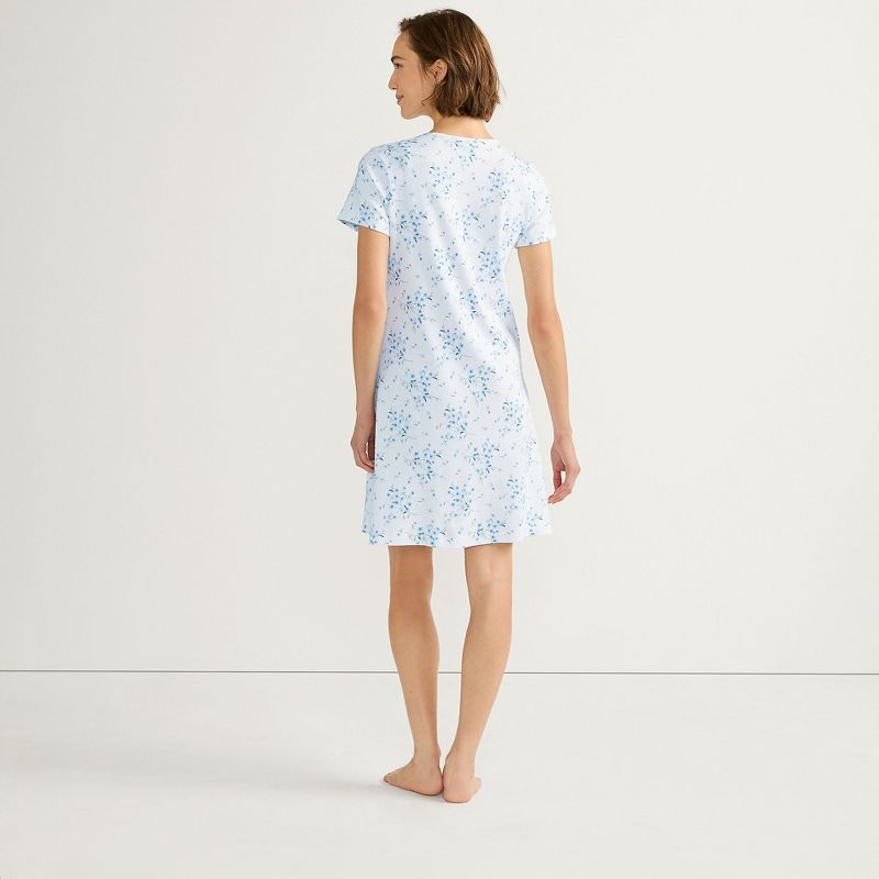 Lands' End Women's Cotton Short Sleeve Knee Length Nightgown - X Large - White Snow Drop Floral
