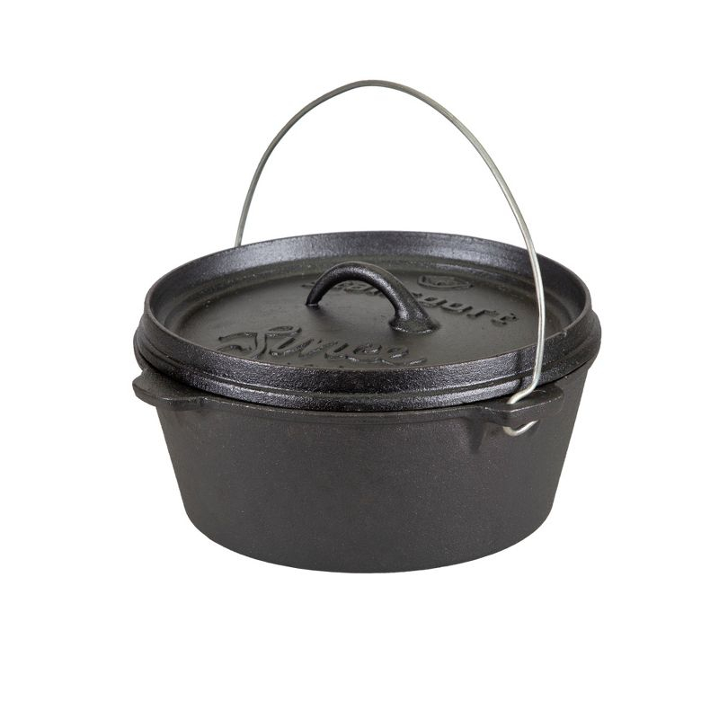 Stansport Preseasoned Cast Iron Flat Bottom Dutch Oven - 4 QT
