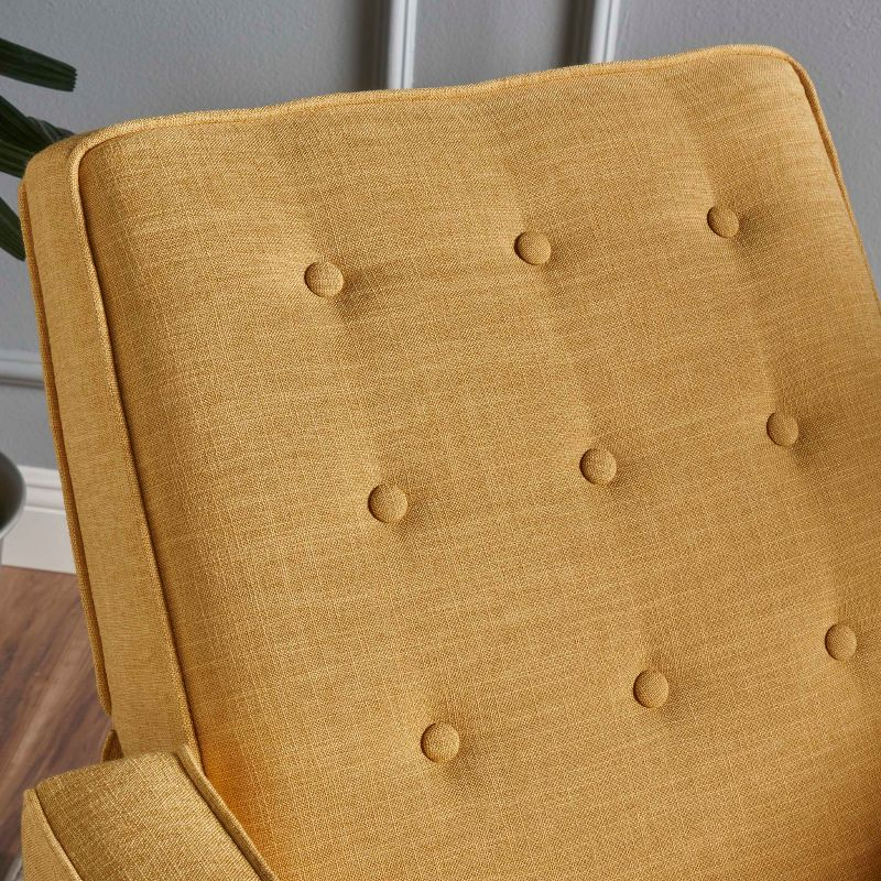 Mervynn Mid-Century Recliner - Muted Yellow - Christopher Knight Home: Beech Wood Legs, Tufted Back