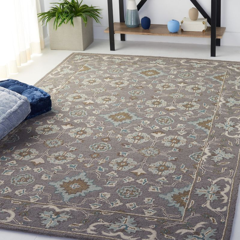Blossom BLM218 Hand Tufted Area Rug - Grey - 5'x8' - Safavieh.