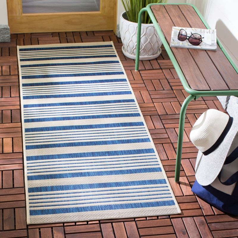 Courtyard CY6062 Power Loomed Indoor/Outdoor Runner Rug - Navy/Beige - 2'3"x6'7" - Safavieh.