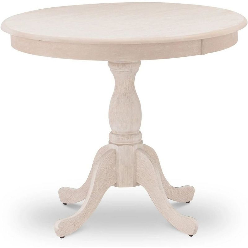 East West Furniture, Round Dining Table With Round Wire Brush Butter Cream