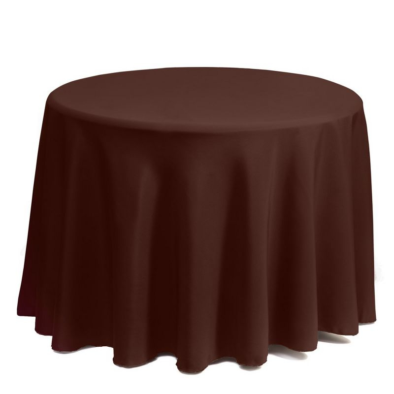 Gee Di Moda Round Tablecloth - 132 Inch - Heavy Duty Washable Polyester - for 72 to 96 Inch Round Tables - Chocolate