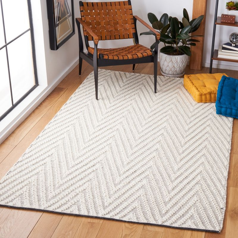 Natura NAT277 Flat Weave Indoor Area Rug - Ivory/Black - 4'x6' - Safavieh