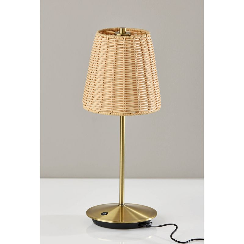 Adesso Benny Cordless Table Lamp (Includes LED Light Bulb) Antique Brass: ETL Listed, Touch Sensor, 3-Way Dimming