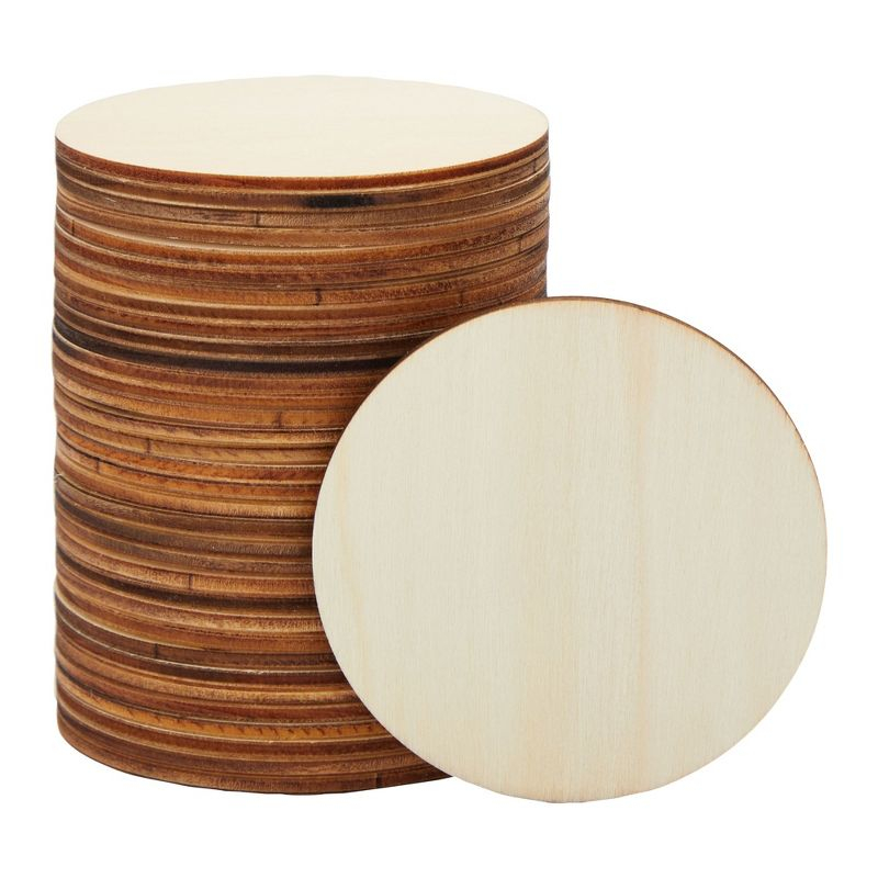 Juvale 36 Pack Unfinished Wood Circles for Crafts, 3 Inch Round Wooden Cutouts for DIY Projects