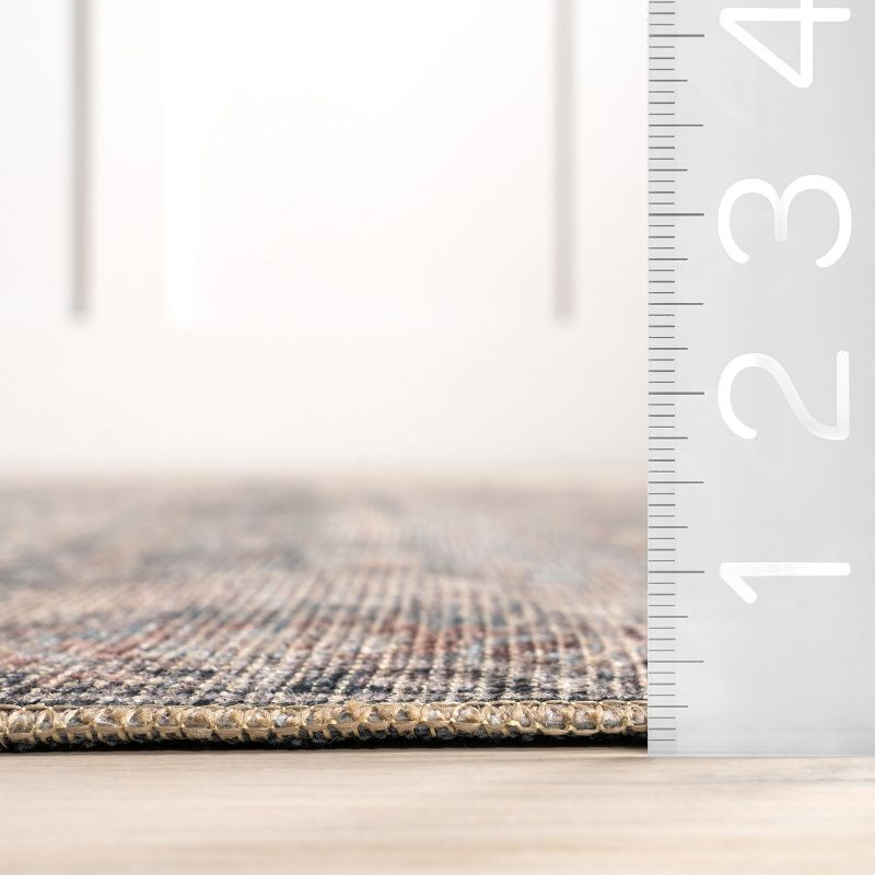 Nuloom Hillstone Collection Elfrieda Traditional Vintage Medallion Area Rug, 4' x 6', Light Beige