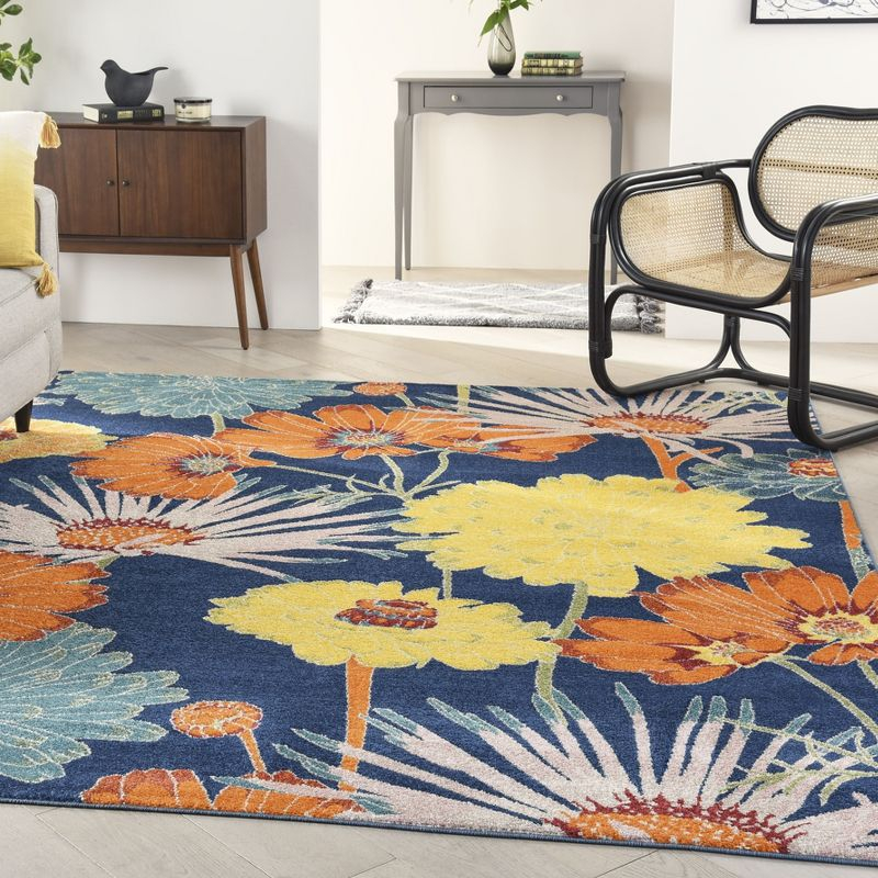 Nourison Allur Oversized Flowers Indoor Area Rug Navy Multicolor 7'10" x 9'10"