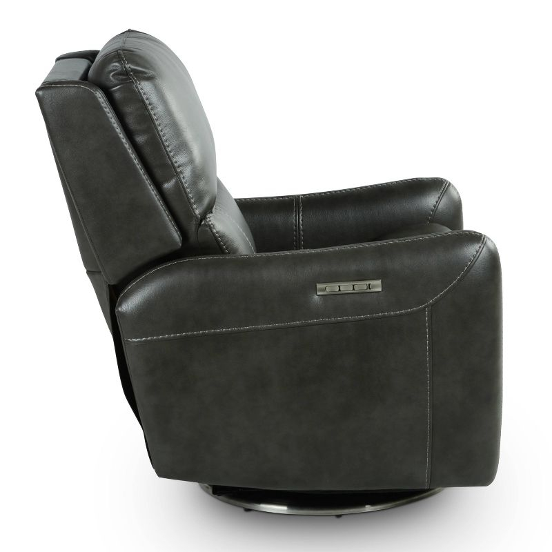 Athens Charcoal upholstered Swivel Power Recliner - Steve Silver Co.