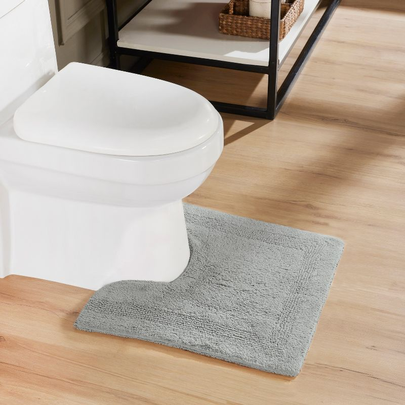 Better Trends Lux 100% Cotton Tufted Solid Reversible Bath Rug 20" x 20" Contour - Silver