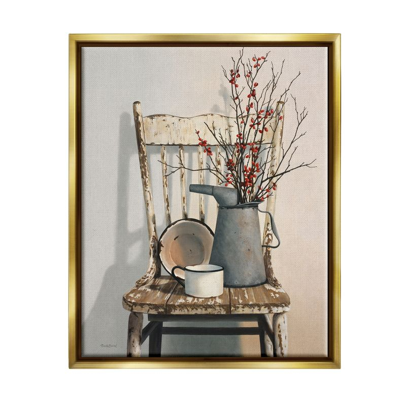 Stupell Industries Vintage Rustic Things Neutral Painting Gold Floater Framed Canvas Wall Art, 24 x 30