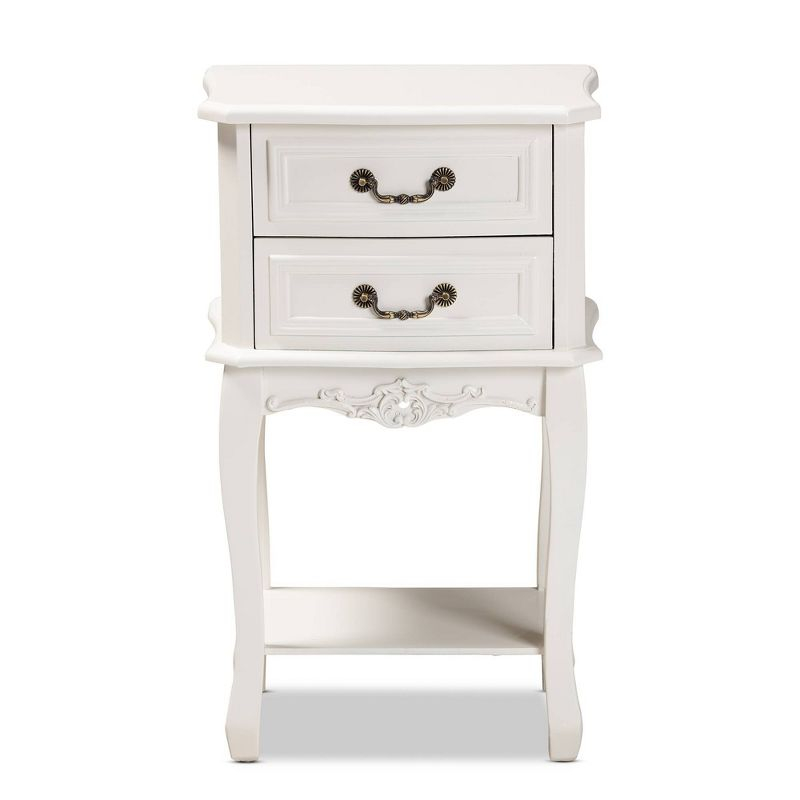 Gabrielle 2 Drawer Wood Nightstand White/Brass - Baxton Studio