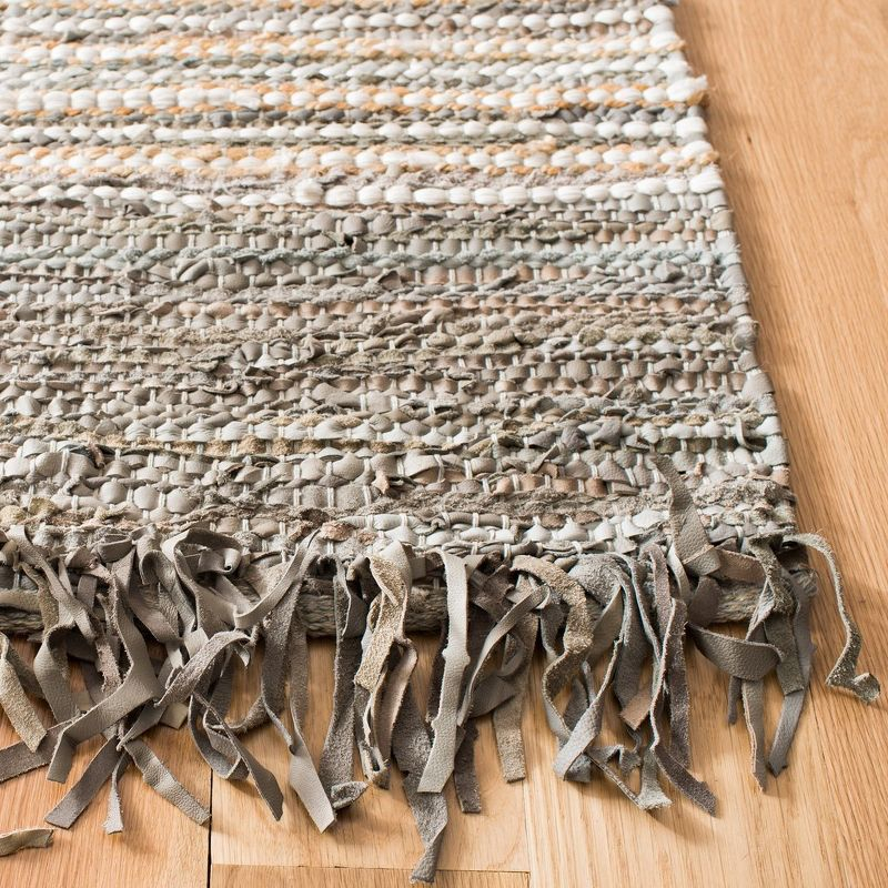 Vintage Leather VTL373 Hand Woven Indoor Accent Rug - Grey/Multi - 2'3"x4' - Safavieh.