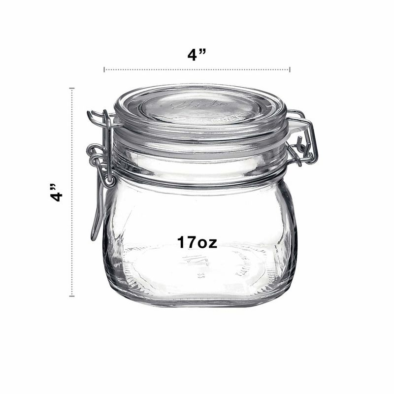 Bormioli Rocco Fido Storage Jar - 17.5 oz, Made of Premium Quality Italian Glass, Airtight Seal with Gasket