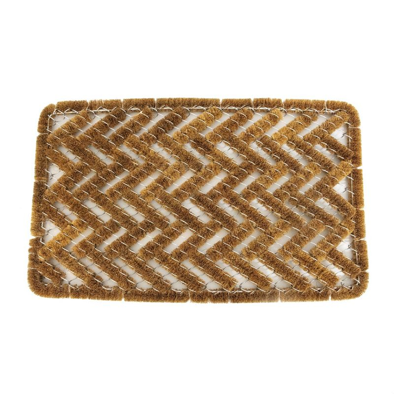 Norman Librett Wire Weave Scraper Door Mat, Basket Weave Floor Doormat, Rectangle in Coconut Fiber, Natural Brown, 18 x 30 Inches