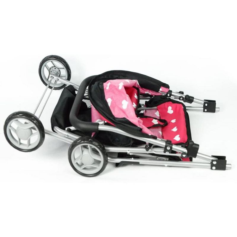 The New York Doll Collection My First Doll Heart Design Twin Stroller Pink