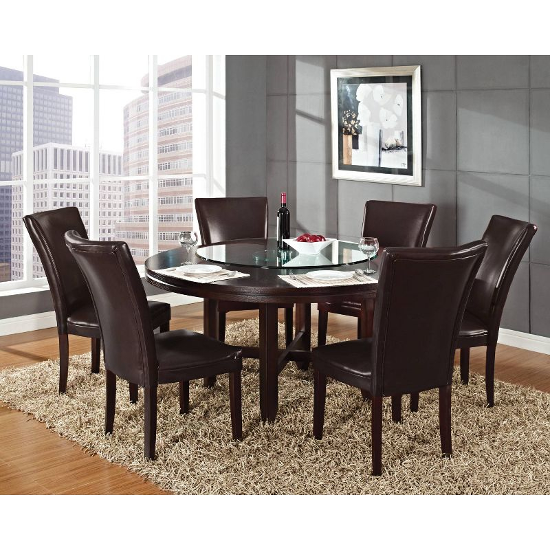 Steve Silver Co. 72" Talbot Round Dining Table Dark Oak : Seats 8, Mid-Century Modern, Wood Veneer