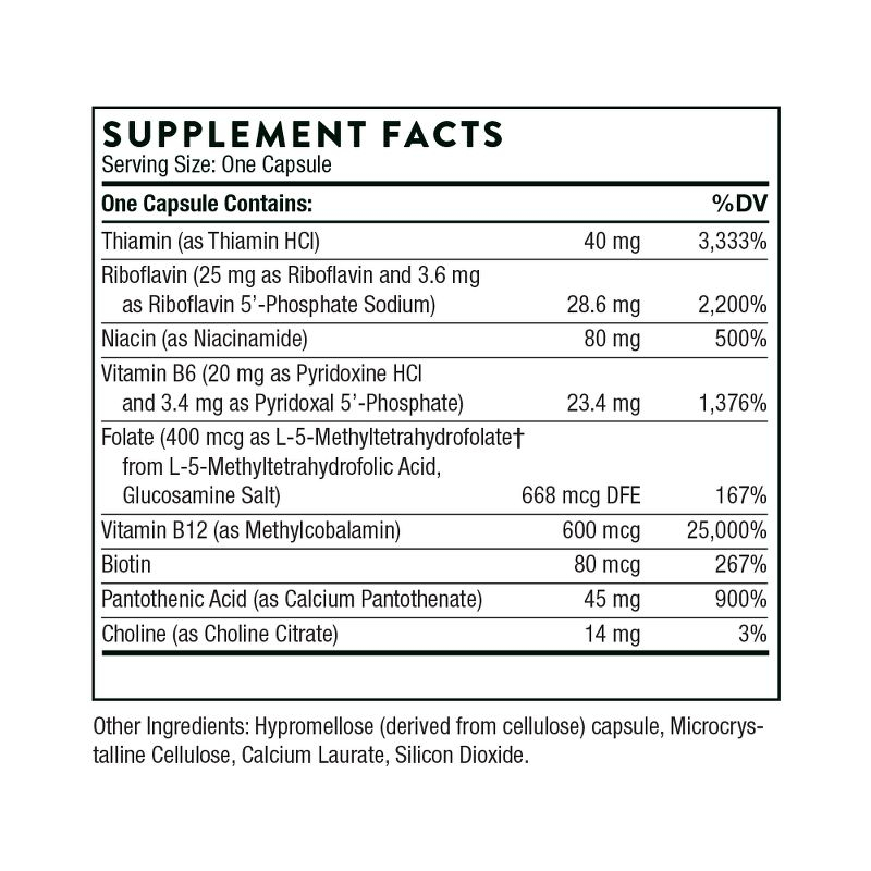 Thorne B-Complex #12 - Vitamin B Complex with Active B12 and Folate - 60 Capsules