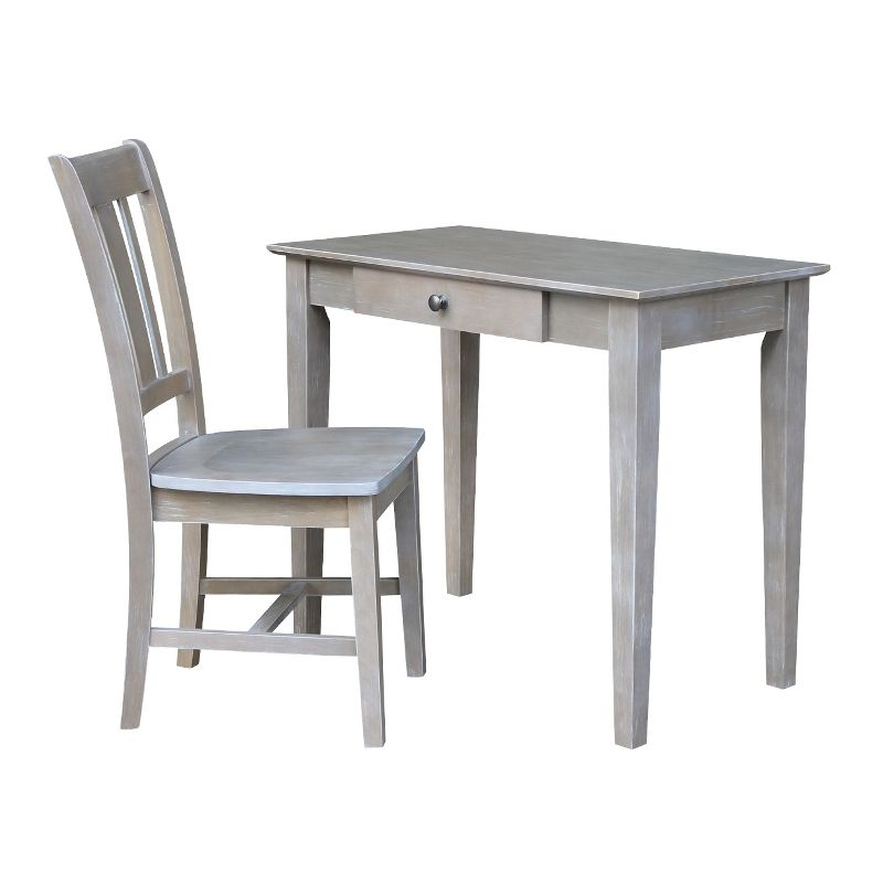 Small Desk with Drawer and Chair Washed Gray/Taupe - International Concepts