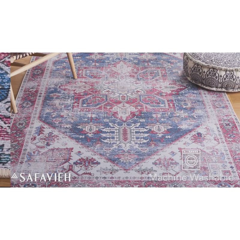 Tucson TSN102 Power Loomed Machine Washable Area Rug - Blue/Red - 6'6"x9' - Safavieh.
