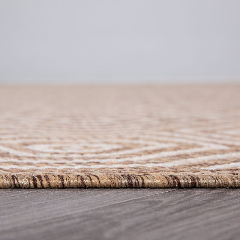 World Rug Gallery Modern Geometric Textured Flat Weave Indoor/Outdoor Area Rug - BROWN 7'10"X10'