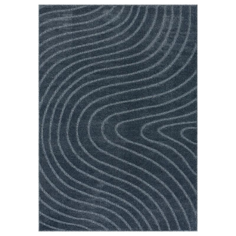 Luxe Weavers Modern Geometric Wave Blue 9x12 Area Rug