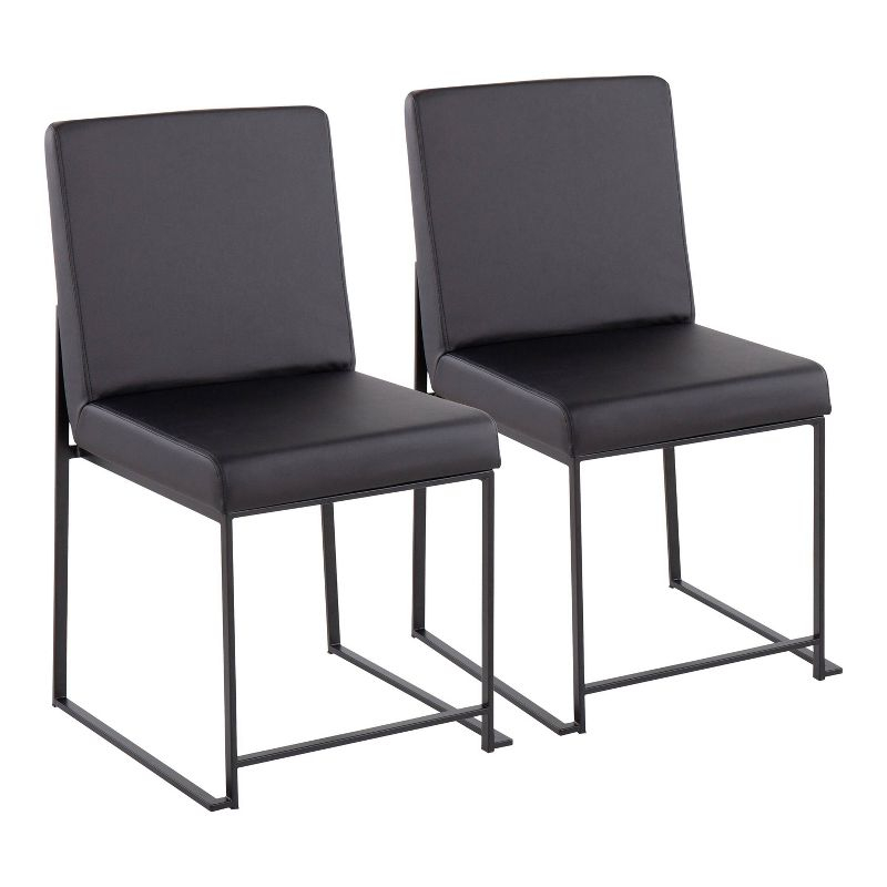 Set of 2 High Back Fuji Dining Chairs: Upholstered, Armless, Steel Frame - LumiSource