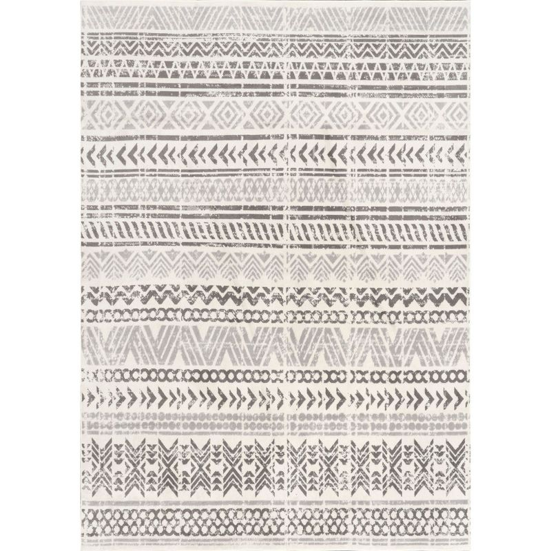 Nuloom Chloe Geometric 4x6 Indoor Area Rug for Living Room Bedroom Dining Room Kitchen, Light Grey/Ivory