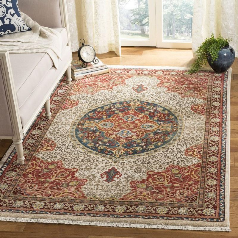 Kashan KSN302 Power Loomed Area Rug - Ivory/Red - 5'1"x7'5" - Safavieh