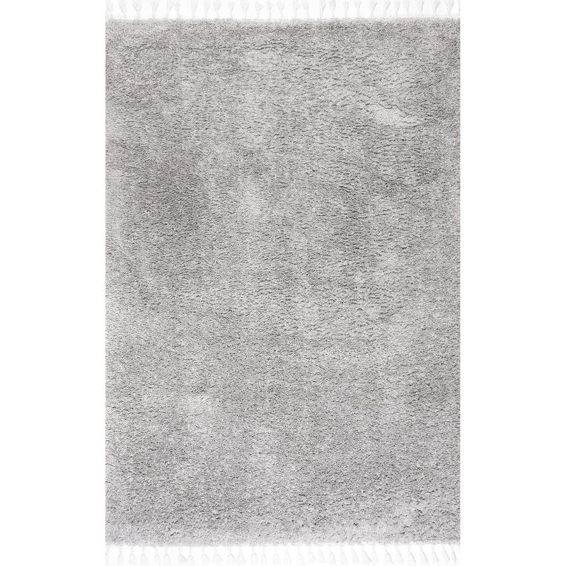 Nuloom Neva Solid 3x5 Accent Shag Indoor Area Rug for Living Room Bedroom Dining Room Nursery Entryway, Grey/Ivory