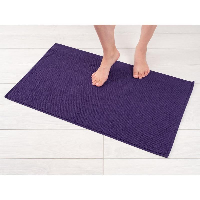 American Soft Linen 100% Cotton Bath Mat Rugs, 20x34 inches Slip Resistant Bottom Base Bath Mats for Bathroom, Purple