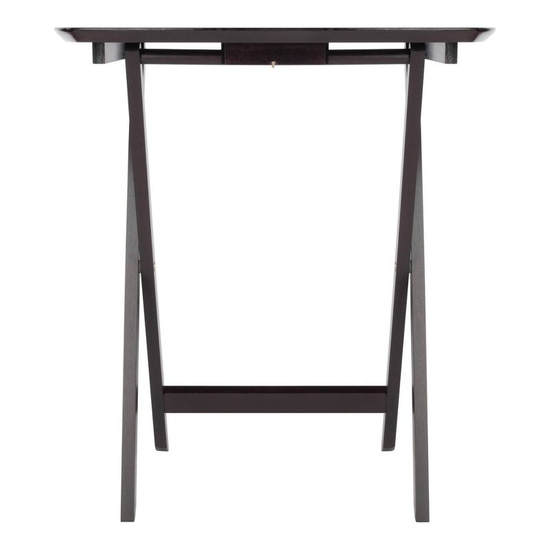 Winsome Set of 4 Single Snack Tables Espresso: Hardwood Folding Tray Table Set, No Assembly Required