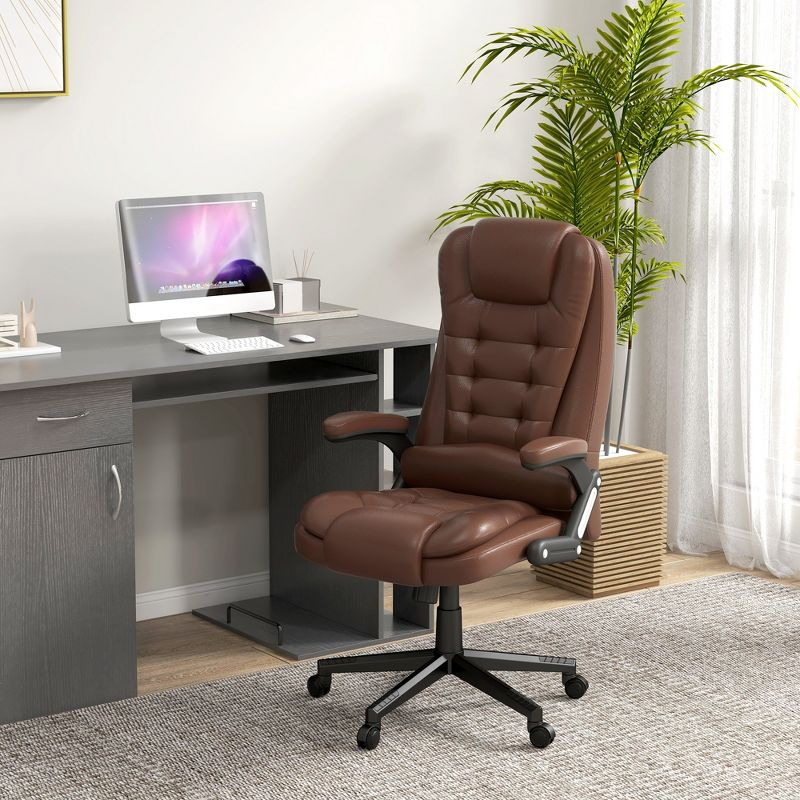 HOMCOM High-Back Massage Office Chair, Heated Reclining Computer Chair with Remote, Brown