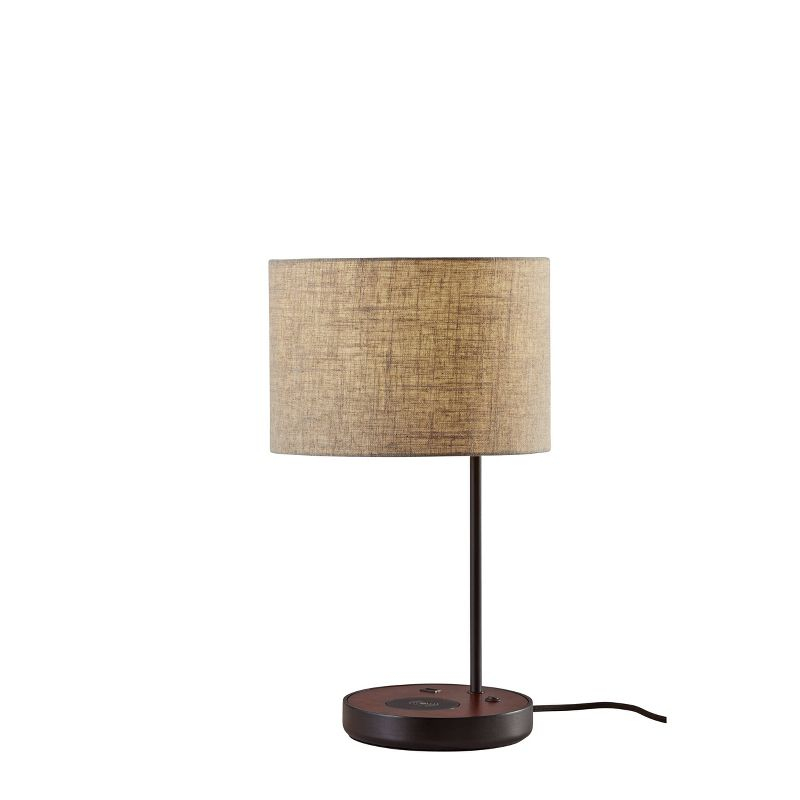 19.5" Oliver Charge Table Lamp Black - Adesso: Qi Wireless Charging, USB Port, Mid-Century Modern Design, No Assembly Required